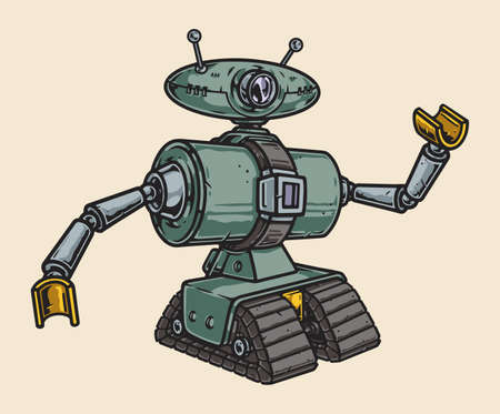 UFO robot emblem colorful vintageのイラスト素材