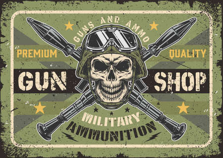 Gun shop vintage colorful stickerのイラスト素材