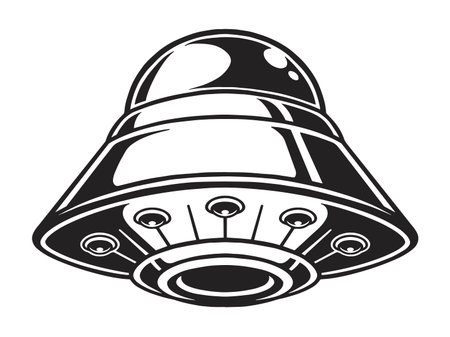 Space UFO monochrome vintageのイラスト素材