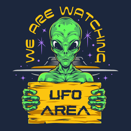 UFO alien vintage colorful poster