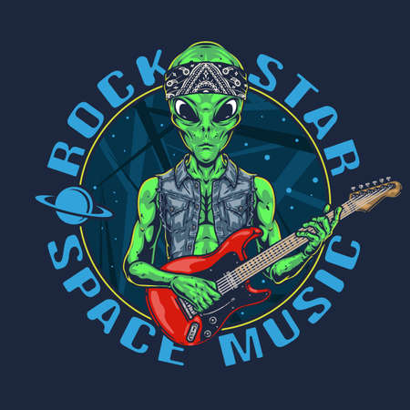 Space music colorful vintage posterのイラスト素材