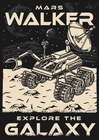 Mars walker vintage poster monochromeのイラスト素材