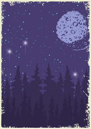 Moon sky colorful vintage flyerのイラスト素材