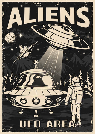 UFO area vintage flyer monochromeの素材 [FY310191605889
