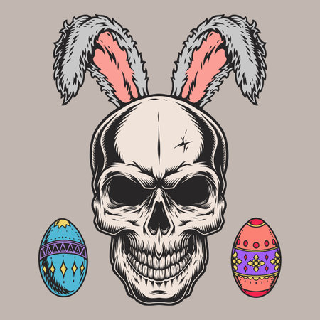 Spooky Easter decorations colorful vintageのイラスト素材