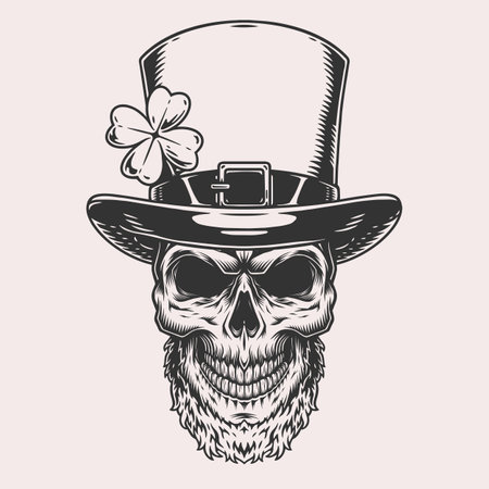 Patrick skull monochrome vintage stickerのイラスト素材
