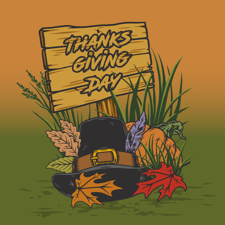 Thanksgiving day colorful vintage posterのイラスト素材