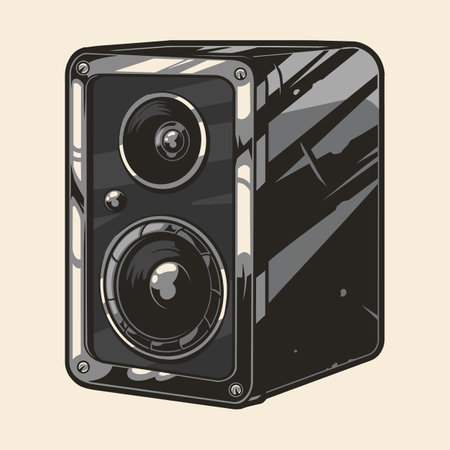 Music speaker sketch vintage monochromeのイラスト素材