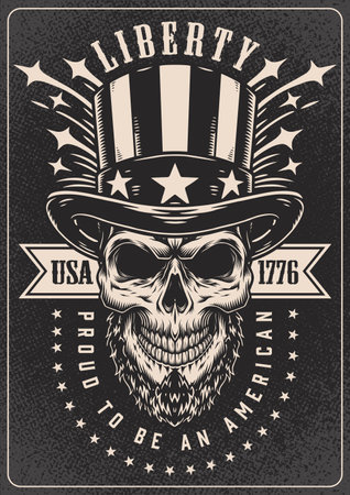 US Independence Day monochrome flyerのイラスト素材