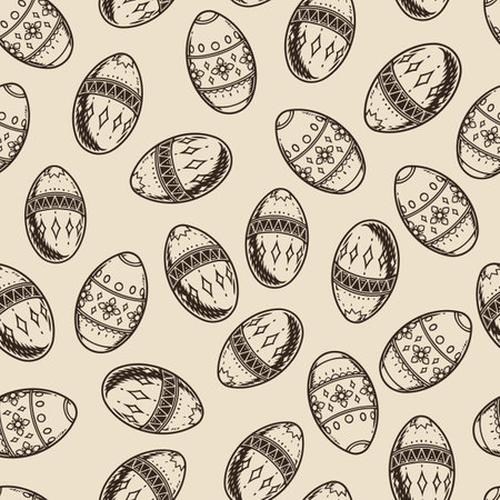 Easter eggs monochrome seamless pattern vintageのイラスト素材