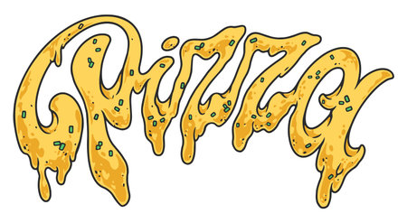 Cheese pizza vintage colorful stickerのイラスト素材
