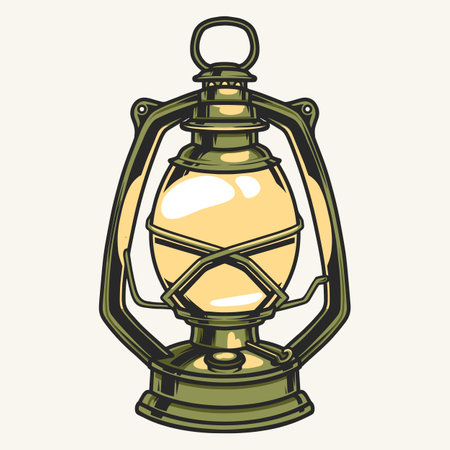 Kerosene lamp colorful vintage stickerのイラスト素材