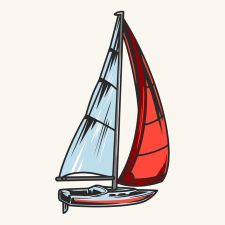 Sailing yacht colorful detailed emblemのイラスト素材