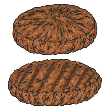 Fried cutlets element colorful detailedのイラスト素材