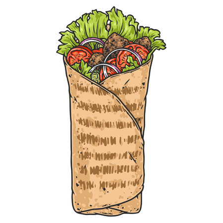 Greek gyros label colorful detailedのイラスト素材