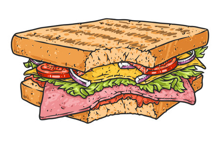 Bitten Sandwich logotype colorful detailedのイラスト素材