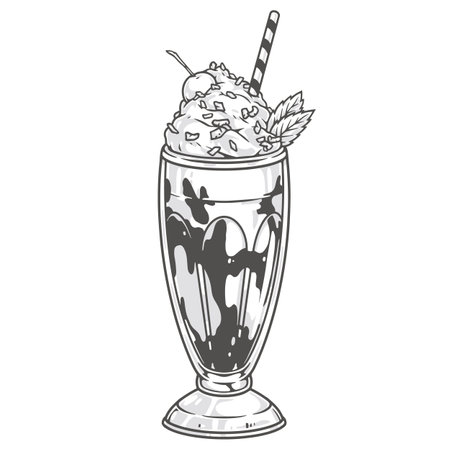 Milkshake glass emblem colorful detailedのイラスト素材