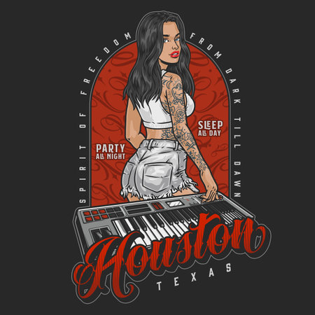 Hot party girl colorful posterのイラスト素材