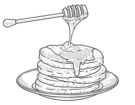 Honey pancakes colorful logotype detailedのイラスト素材