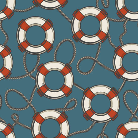 Life buoys colorful pattern seamlessのイラスト素材