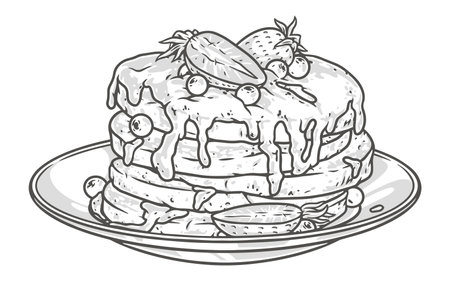 Sweet pancake colorful sticker detailedのイラスト素材