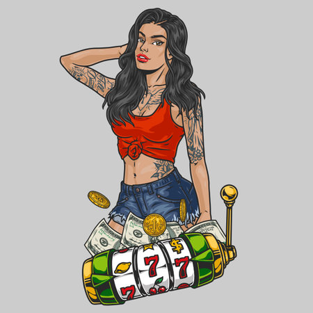 Casino girl colorful sketchのイラスト素材