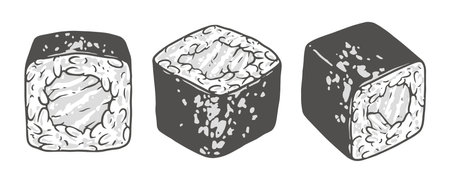 Japanese rolls colorful logotypes setのイラスト素材