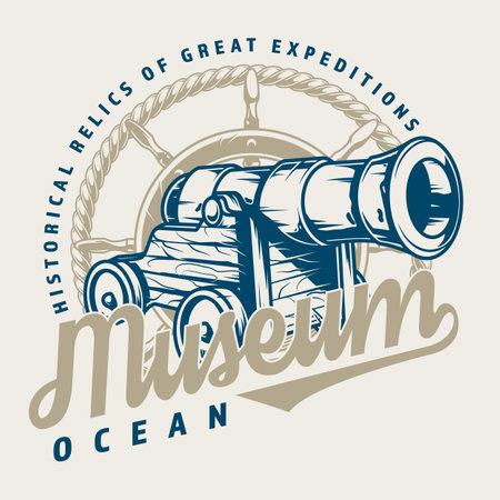 Ocean museum vintage label colorfulのイラスト素材