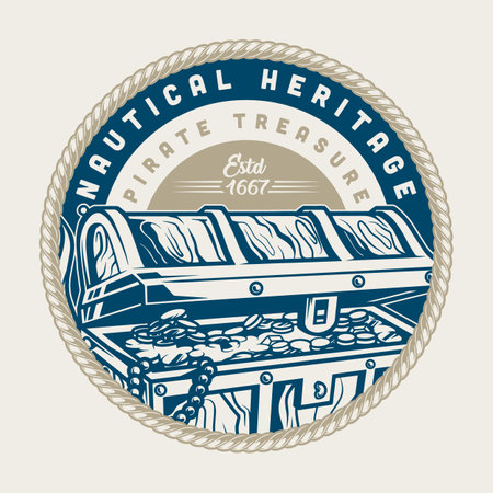 Pirates Treasures vintage label colorfulのイラスト素材
