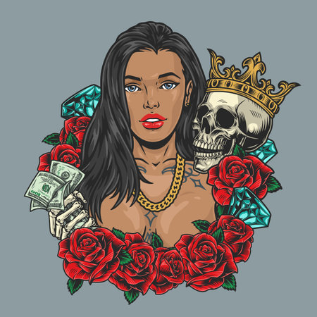 Hot Latino woman logotype colorfulのイラスト素材