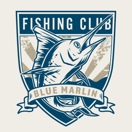 Fishing club vintage label colorfulのイラスト素材