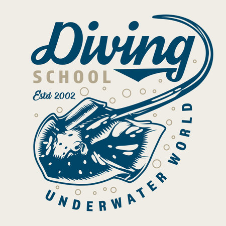 Diving school label vintage colorfulのイラスト素材
