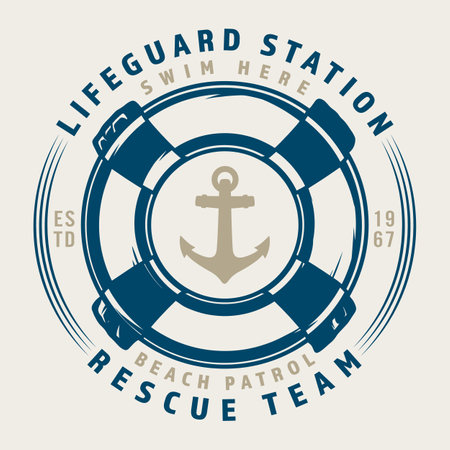 Sea lifebuoy logotype vintage colorfulのイラスト素材