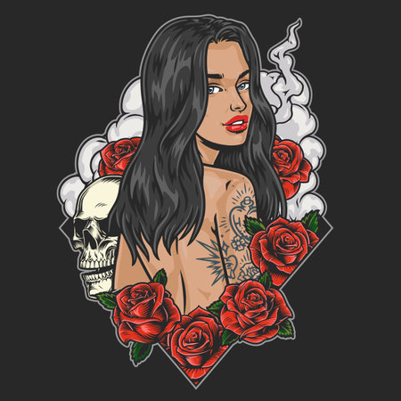 Dangerous hot girl flyer colorfulのイラスト素材