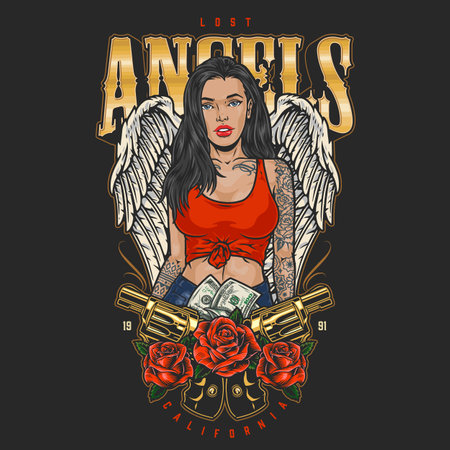 Lost angel girl flyer colorfulのイラスト素材