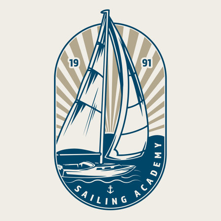 Sailing sport logotype vintage colorfulのイラスト素材