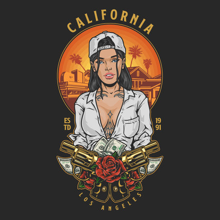 Hot urban girl flyer colorfulのイラスト素材