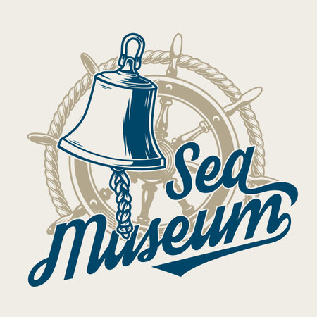 Sea museum logotype vintage colorfulのイラスト素材