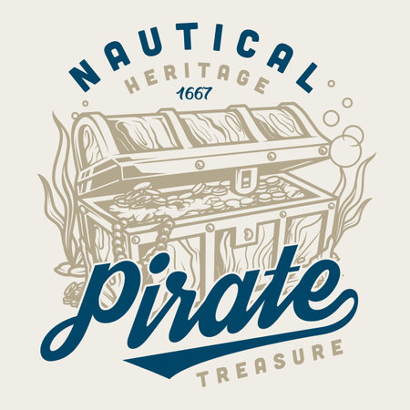 Pirates treasures colorful vintage labelのイラスト素材