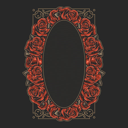 Flower frame template monochrome vintageのイラスト素材