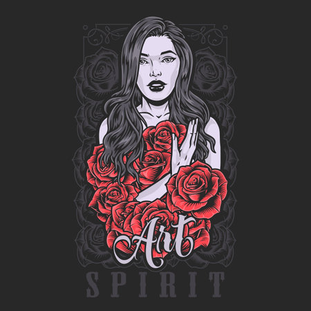 Beautiful scary girl flyer colorfulのイラスト素材