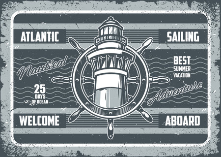 Atlantic sailing vintage flyer monochromeのイラスト素材