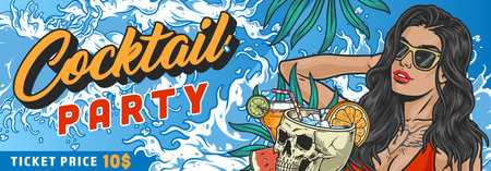 Exotic Cocktail Party colorful bannerのイラスト素材