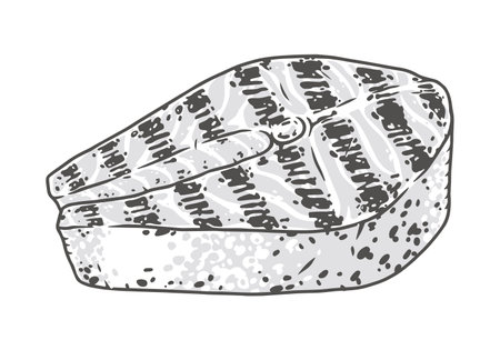 Salmon steak label vintage monochromeのイラスト素材
