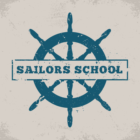 Sailors School sticker vintage monochromeのイラスト素材