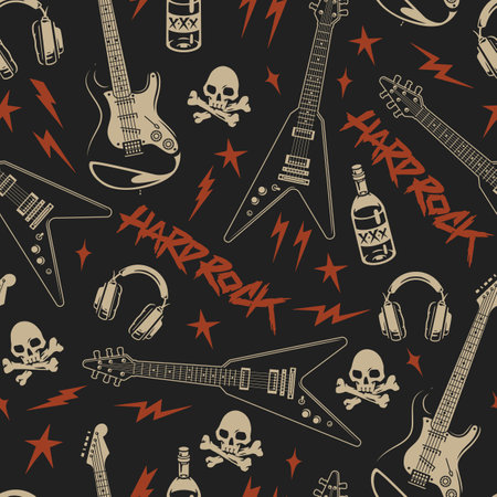 Hard rock colorful seamless patternのイラスト素材