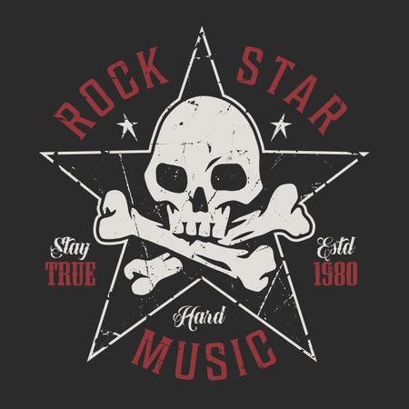 Skull rock star colorful posterのイラスト素材