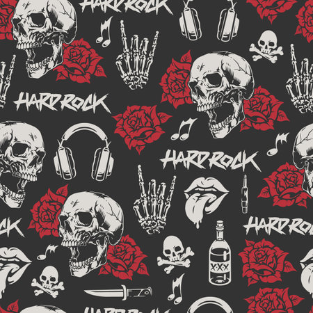 Hard rock colorful seamless patternのイラスト素材