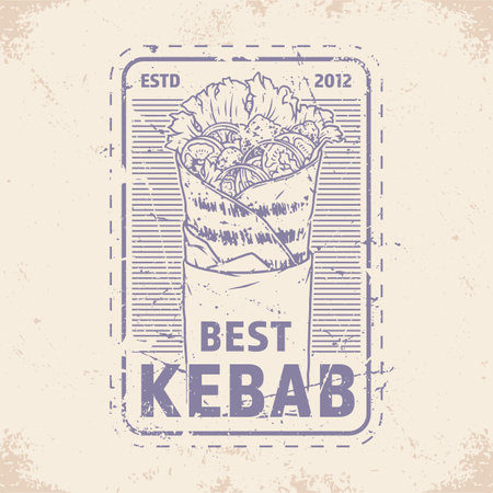 Doner kebab vintage logotype monochromeのイラスト素材
