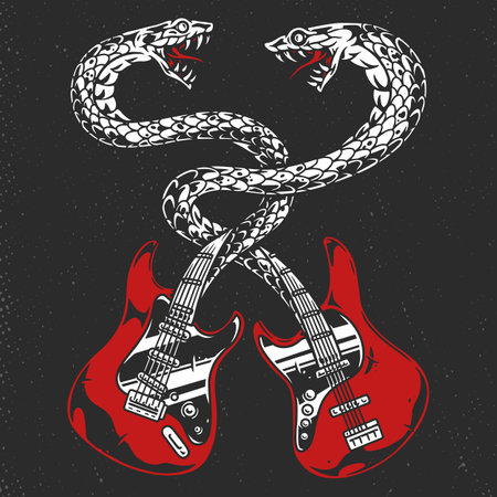 Rock band guitars colorful stickerのイラスト素材
